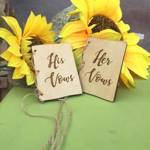 Rustic His Vows Her Vows Booklets Wood Cover Wedding Bridal Shower Supplier