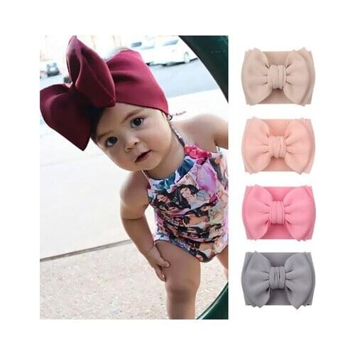 Baby Accessories Infant Baby Girl Cute Soft Bow Headband Newborn Solid Headwear Headdress Nylon Elastic Hair Band Gifts Props