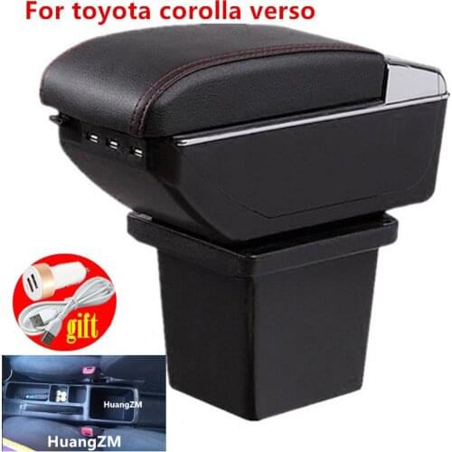 For toyota corolla verso Armrest box Interior Parts special Retrofit parts Car Armrest Center Storage box with USB LED light