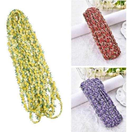 HOT 10 Yards Rose Embroidered Lace Trim Floral Ribbon DIY Handmade Wedding Appliques for Sewing Craft