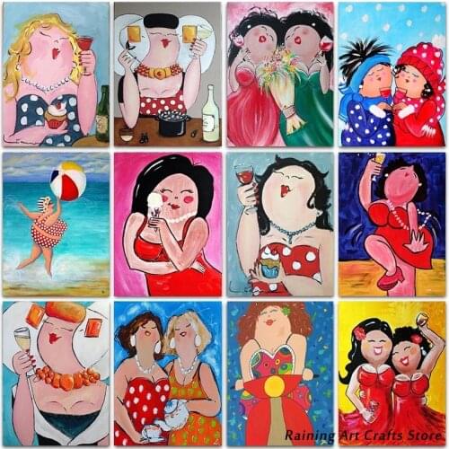Hot Sale 5D Diy Diamond Painting Cartoon Sexy Woman Embroidery Fat Lady Cross Stitch Kits Rhinestone Mosaic Pictures Home Decor