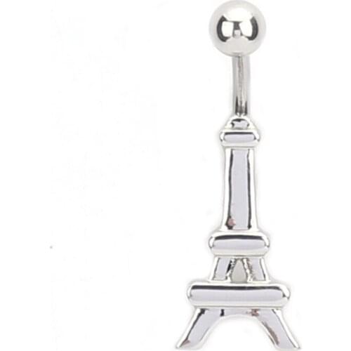 Fashion Surgical Steel Silver plated Navel belly button rings Bar Sexy Body Jewelry women Iron tower navel body piercing