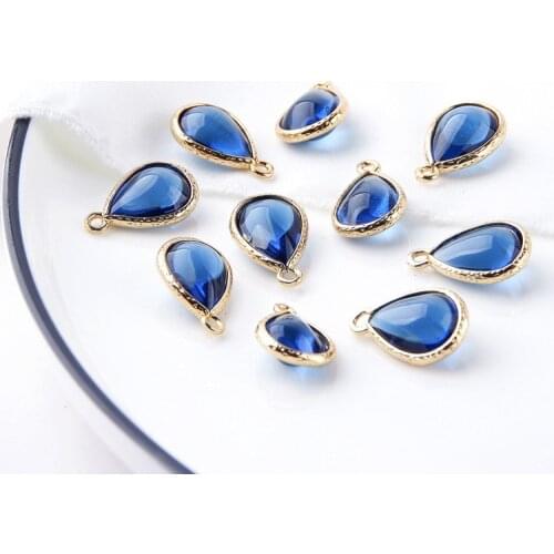 Customized Stroke Solid Color Ink Sapphire Water Drop DIY Earrings Bracelet Necklace Inlaid Phnom Pendant Material