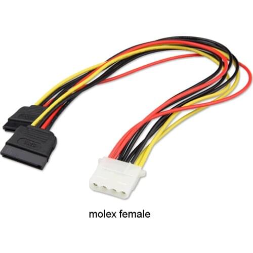 4Pin IDE Molex to 2 Serial ATA SATA Y Splitter Hard Drive Power Supply Cable ,molex to sata Splitter cable