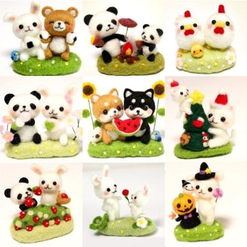 Creative small animals wool needlepoint kit wool felt needle felting pendant craft needlecraft DIY handmade