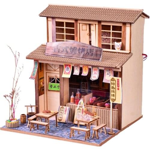 Doll House Furniture Wooden Miniature DIY Kit with Dust Cover Assemble Crafts Toy Best Birthday Gift For Children Girl