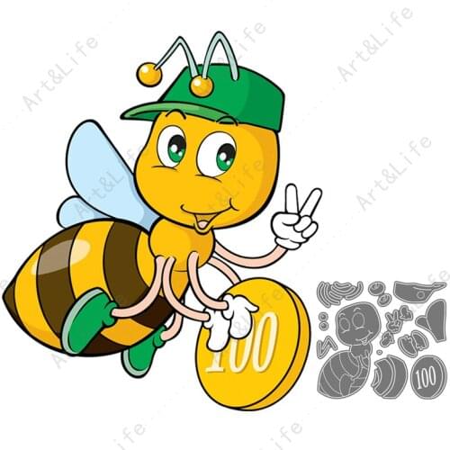 Lovely Bee and Gold Coin Hot New Metal Steel Cutting Dies Stencils for Making Scrapbooking DIY Album Paper Cards Embossing Die
