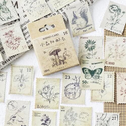 Little Forest Post Office Mini Boxed Sticker Retro Plant Flowers Squirrel Scrapbooking Bullet Journal Coated paper Deco Stickers