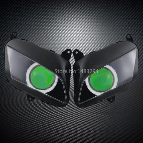 Custom Modified Projector HID Headlight Conversion Assembled White Angel Eyes Green Demon Eyes Fits For HONDA CBR600 RR 07-12