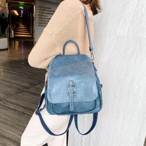 Fashion School Bag Backpacks Girl Leisure Shoulder Bag Mochila Vintage Backpack Female Pu Leather Womens Backpack