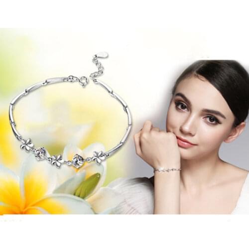 Everoyal Trendy Lady Silver 925 Bracelets For Women Accessories Fashion Cubic Zirconia Clover Bracelets Girl Birthday Jewelry