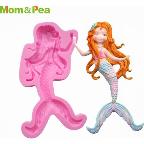Mom&Pea MPA0754 Mermaid Shaped Silicone Mold Cake Decoration Fondant Cake 3D Mold Food Grade