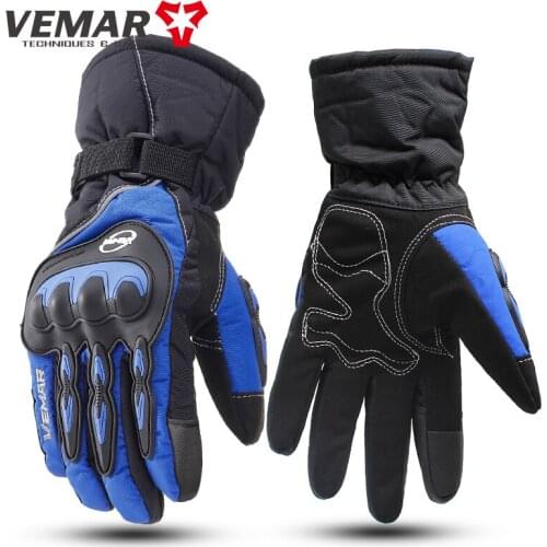 Vemar Motorcycle Gloves Motorbike Winter Hard Shell Guantes Moto Gloves Waterproof Windproof Touch Screen Women Snowboarding ATV
