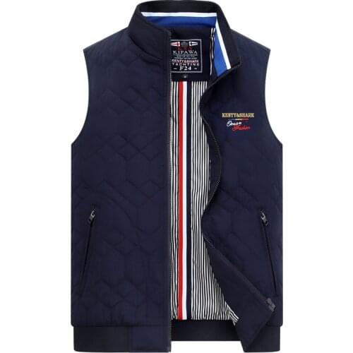 Kenty Shark Jacket Sleeveless High Quality Brand Vest Men Cotton Padded 2021 Autumn Outerwear Plus Size 4XL