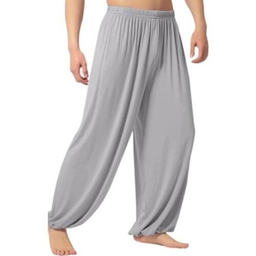 Soft Men Casual Solid Color Baggy Trousers Belly Dance Yoga Harem Pants Slacks