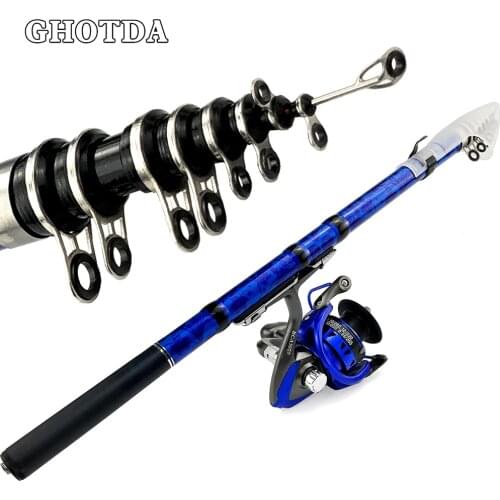 Fishing Rod and Reel Set Carbon Telescopic Fishing Rod Pole with 5.5:1 Metal Spool Spinning Reel Freshwater Kits
