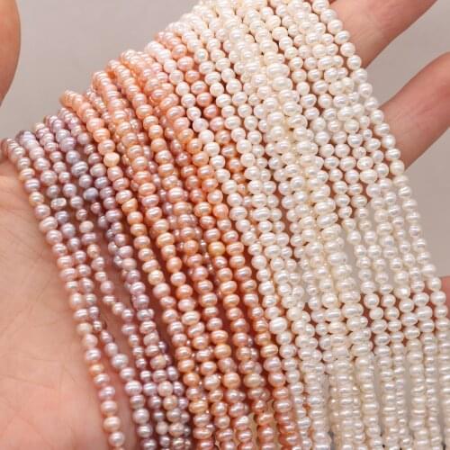 Natural Freshwater Pearl Potato Shape Small Pearls Beads for DIY Jewelry Making Necklaces Bracelets Length 36cm/Strand 3-3.5mm