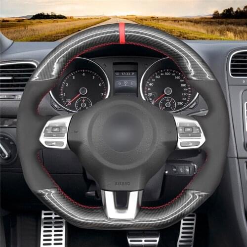 DIY Anti-Slip Wear-Resistant Steering Wheel Cover For Volkswagen Golf 6 GTI Polo Tiguan Car Interior Decoration
