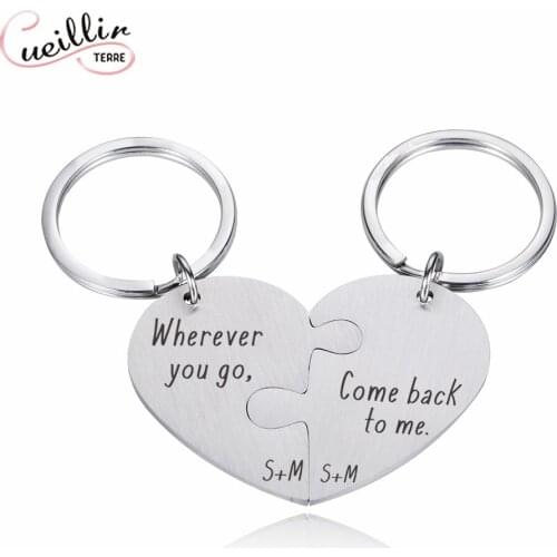2021 New Heart-shaped Couple Custom Keychain Personalized Custom Single Letter Keychain Wedding Anniversary, Valentines Day