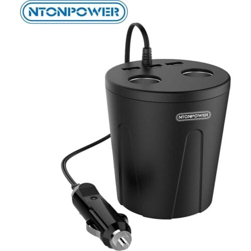 NTONPOWER MP 12V Output USB Car Charger Cigarette Lighter Adapter Quick Charger for Smartphone/Tablet Multi-function Cup Docking
