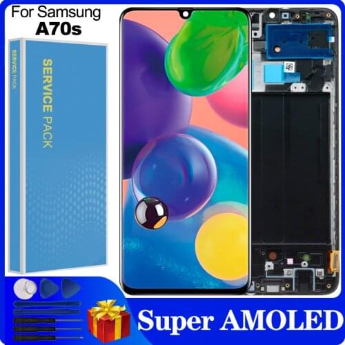 Original 6.7'' SUPER AMOLED LCD For Samsung Galaxy A70s A707 A707F A707FD LCD Display Touch Screen Digitizer Assembly with frame