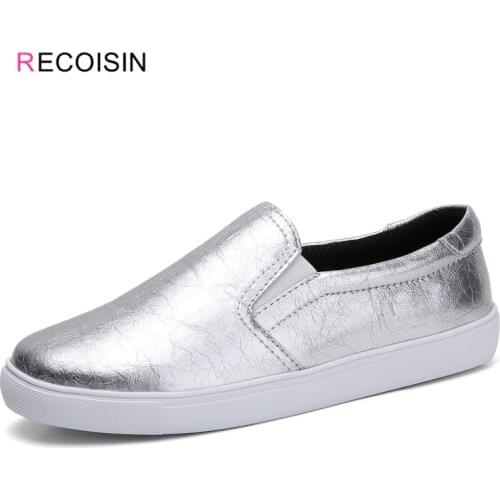 RECOISIN 2020 Autumn Women Flats Shoes Genuine Leather Ballerines Flats Shoes Woman Moccasins Ladies Loafers Shoes for Women