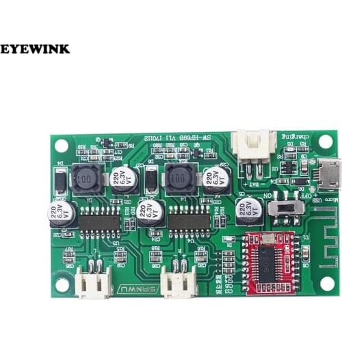 DC 5V 3.7V 6W + 6W Stereo Bluetooth Receiver Amplifier Board Lithium Battery Powered For Speakers loudspeaker box