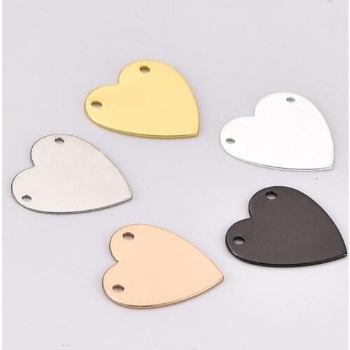 20 pieces of 13 * 12mm solid peach heart plane double hole necklace pendant handmade jewelry making small love pendant