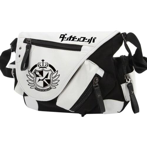 Danganronpa Black White Bear Canvas Casual Zipper Shoulder Bag Crossbody Bags Schoolbags Messenger Gift