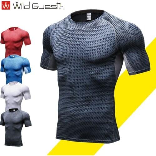 Mens running shirt compression quick drying breathable fitness shirt stretch sweat sports shirt fitness T-shirt Snake Print Shi