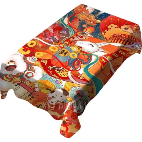 Chinese New Year Painting Happiness Tablecloth Indoor And Outdoor Art Decoration