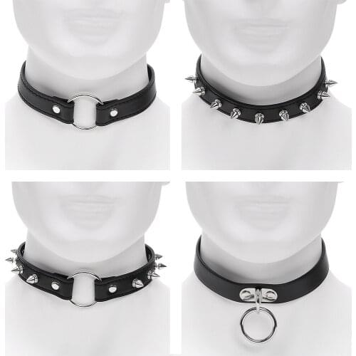 VATINE Sex Toys for Couples Roleplay SM Bondage Slave Restraints Spike Rivet Buckle Collar Neck Ring Punk Style