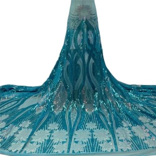 Top Quality New Sequins Design French Tulle Lace Shinny Fabric JRB-5.21071301 Nigerian Material for Fashion Show Dress