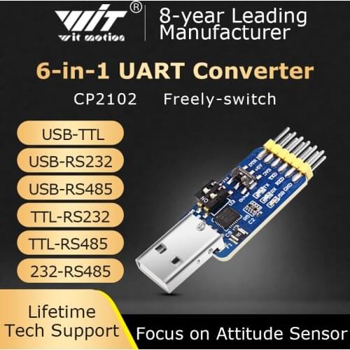 WitMotion USB-UART 6-In-1 Converter, Multifunctional USB-TTL/RS485/232, TTL-RS232/485,232-485)Serial Adapter, CH340/ CP2102 Chip
