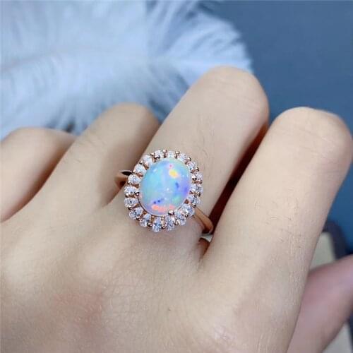 Heart Ring Fashion White/Blue Fire natural Opal Rings For Women Jewelry Charm Statement Gift