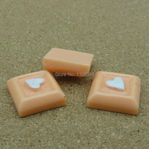 1pcs/lot resin flat back light pink love chocolate13mm Cabochons Hair Bow Center Card Frame Making Craft DIY B301-6