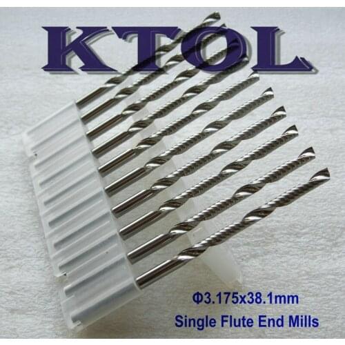 10pcs 3.175x38.1MM Single Flute Spiral Carbide Tungsten Cutter Milling Tools Set,Acrylic Mdf Woodworking Cutter CNC Mill Tool