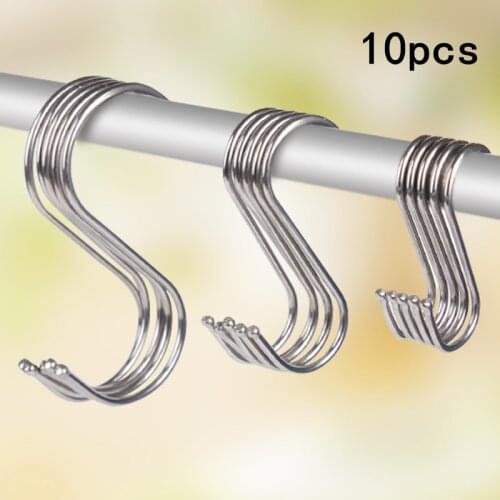 10pcs Stainless Steel S Hanger S-Shape Hook Kitchen Bedroom Multi-function Railing Hook Clasp Holder Hooks Hanging Storage Tools
