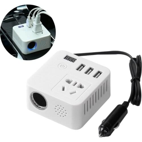 150W Power LCD Car Inverter 12V/24V to 220V Auto Fast Charger Converter With Universal Travel Adapter