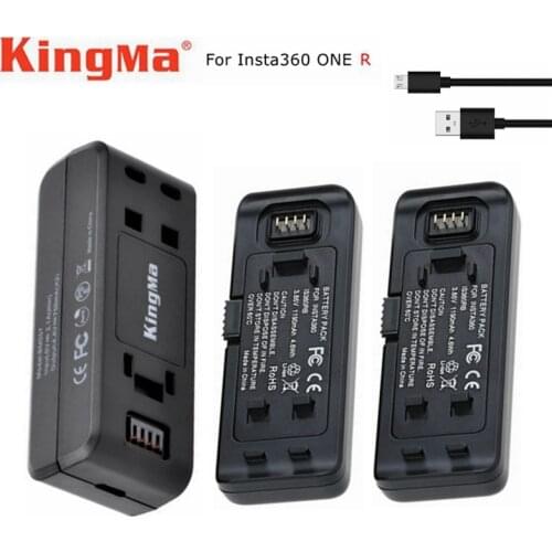 2Pcs For Insta360 ONE R 1190mAh Lithium Ion Battery Pack+All Edition Insta360 R Battery Base Hub Smart Charger Accessories