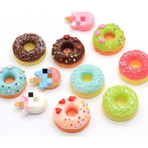 Assorted Cute Charms Beads Flatback Resin Cookies Donut Dessert Cabochons Dollhouse Miniature Food Crafts