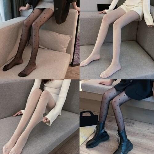 K3NF Women Sweet Heart Print Patterned Silky Pantyhose Seamless See-Through Mesh Stretch Tights Japanese Lolita Stockings