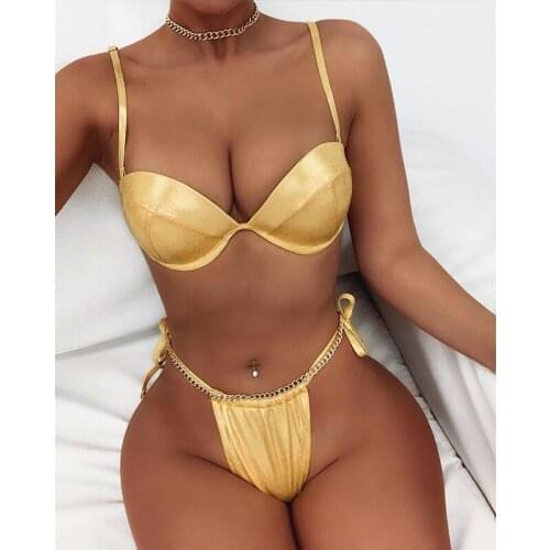 Bronzing Push Up Bikini Set Swimsuit Female Sexy Swimwear Women Bathing Suit Bandage Bikini Brazilian Thong Biquini Beachwear
