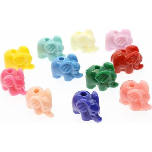 10pcs Mixed Color Artificial Coral Loose Beads 10x13mm Hand-carved Powder Pressed Small Elephant Shape DIY Charm Accessories