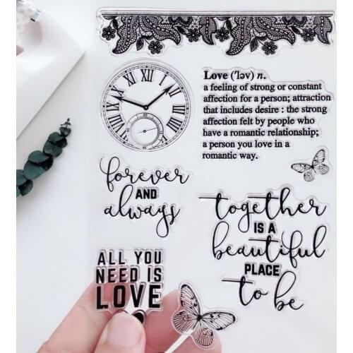 Clock English Clear Stamp Scrapbooking Rubber Stamp Handmade DIY Decoration Craft Supplies Stamps for Card Making silicone stamp