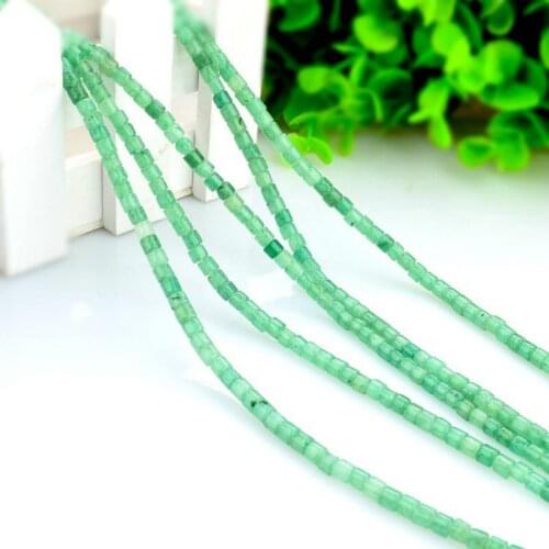 Natural stone green Dongling cylindrical loose beads 4x4m Semi-precious stones small beads Beads made necklace DIY bracelet 38cm