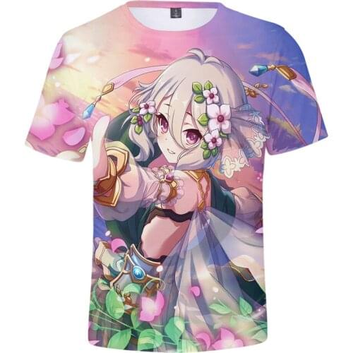 Princess Connect Re Dive Natsume Kokoro Kyaru 3D Spring Summer Preppy MenWomen Street Clothes T-shirt Youthful Retro Innovation