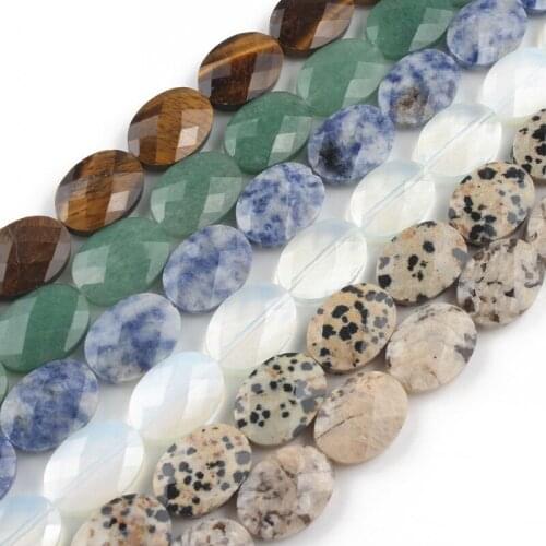13*18mm Faceted Oval Shape Beads Natural Opal Tiger Eye Blue Sodalite Jaspers Beads For DIY Jewelry Making Bracelet Accessories