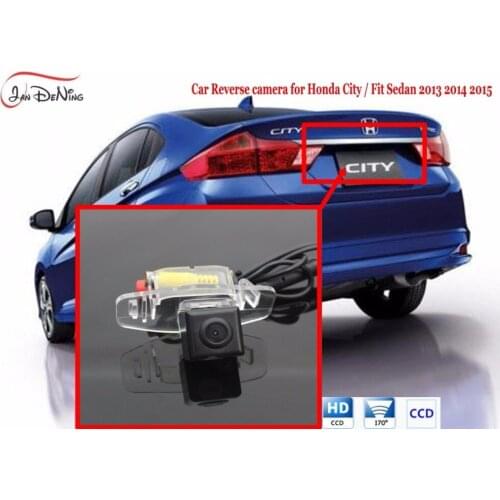 JanDeNing License Plate Light OEM /HD CCD Car RearView Parking/Backup Reverse Camera/For Honda City /Fit Sedan 2013-2015