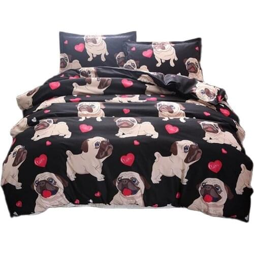 2/3Pcs Bedding Sets Duvet Cover Bed Pillowcase Bulldog Printed Polyester Single Double Cover Set For Adults Home Textiles